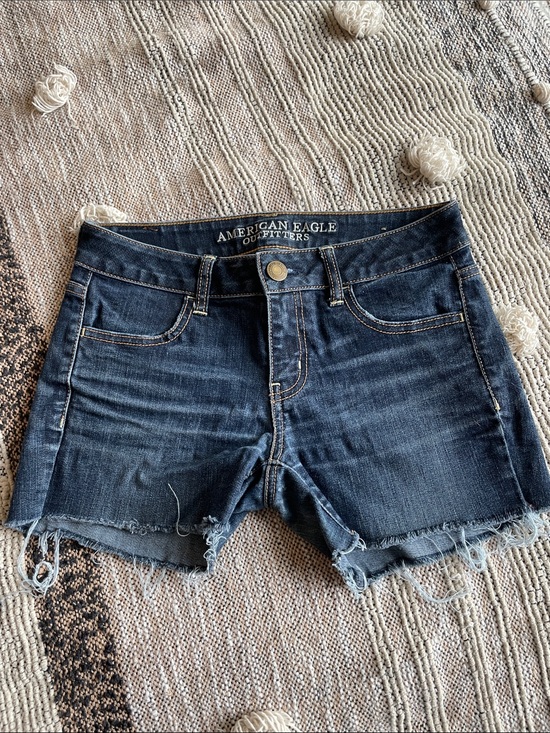 American Eagle Outfitters Pants - American Eagle Outfitters Dark Indigo Frayed Hem Denim Shorts